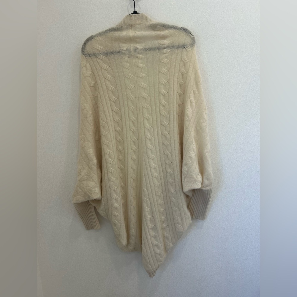 White + Warren Dolman Sleeve Cable Knit Cardigan Sweater in ivory cashmere M/L - Picture 3 of 8